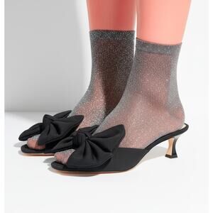 GIANNI BINI Black Bow Kitten Heel Mules Size 9M